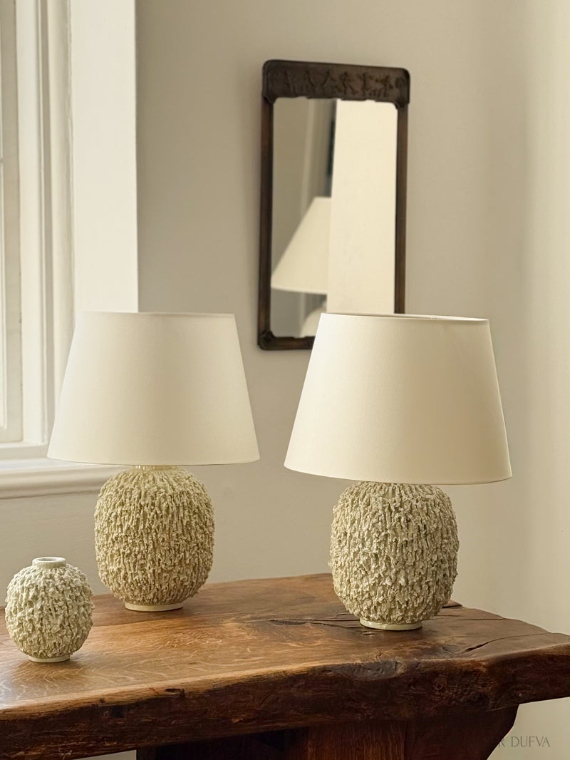 Pair of Gunnar Nylund Large Chamotte Table Lamps