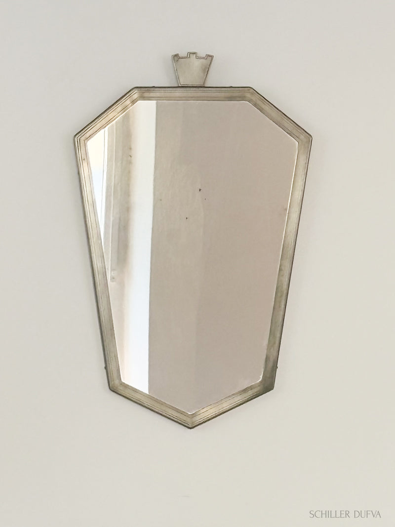 Pewter Mirror with Crown