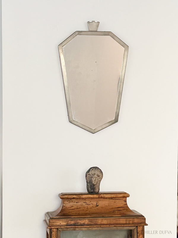 Pewter Mirror with Crown