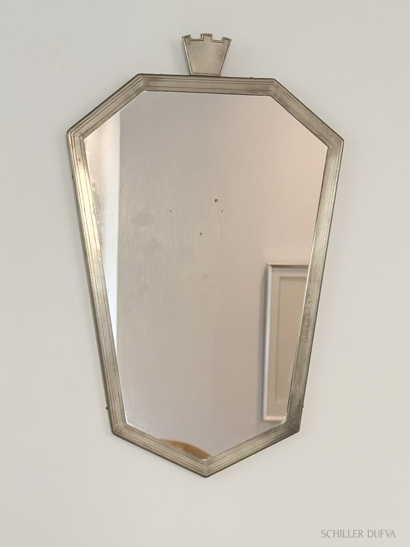 Pewter Mirror with Crown