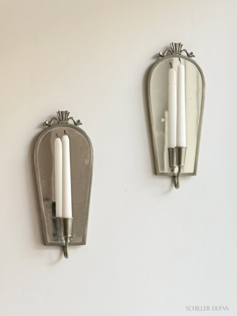 Pewter Candle Sconces with Mirror