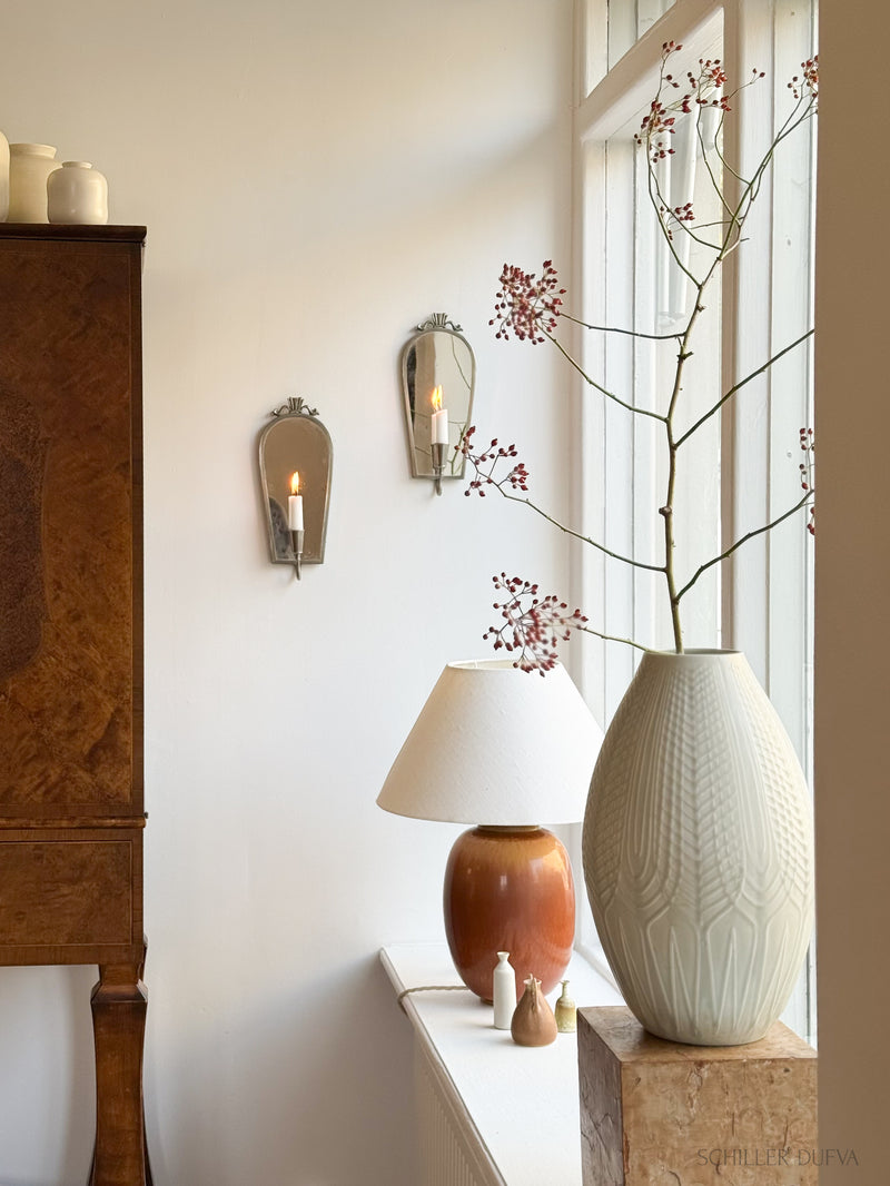 Pewter Candle Sconces with Mirror