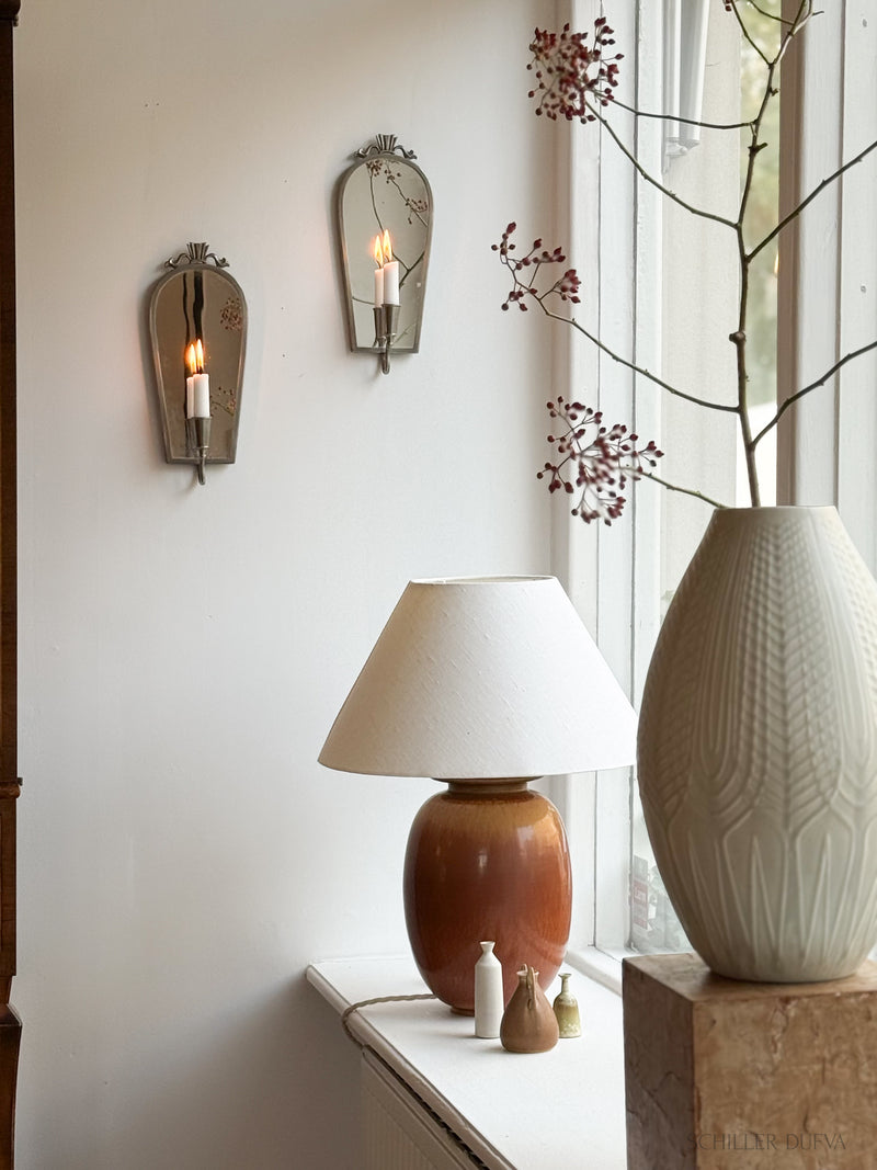 Pewter Candle Sconces with Mirror