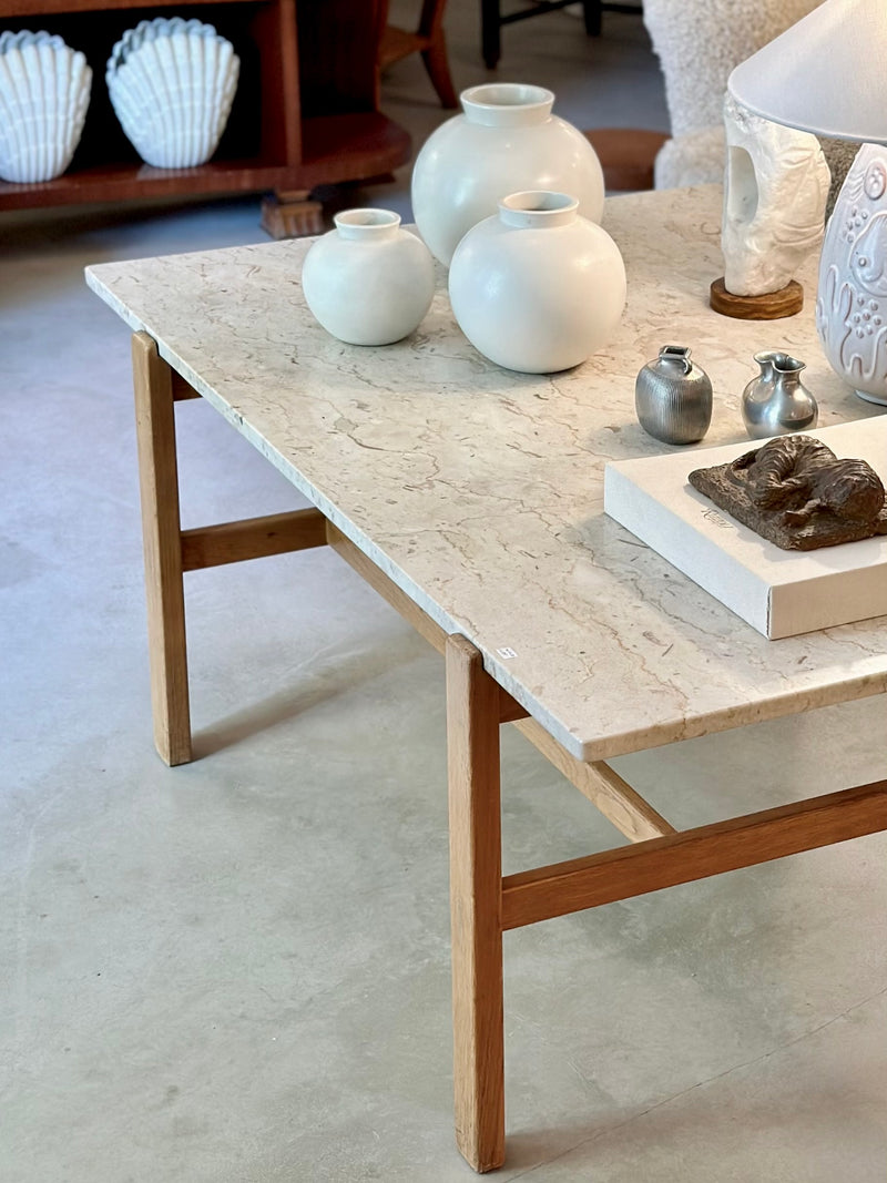 Oak and Marble Coffee Table