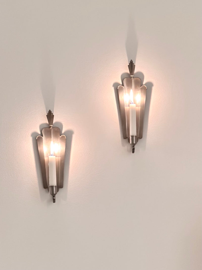 Edvin Ollers Pewter Candle Sconces