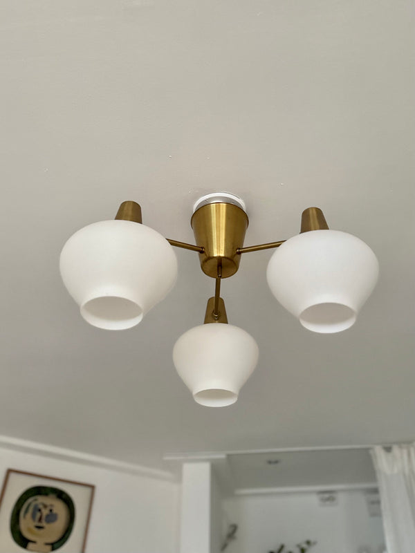 Swedish Modern brass chandelier