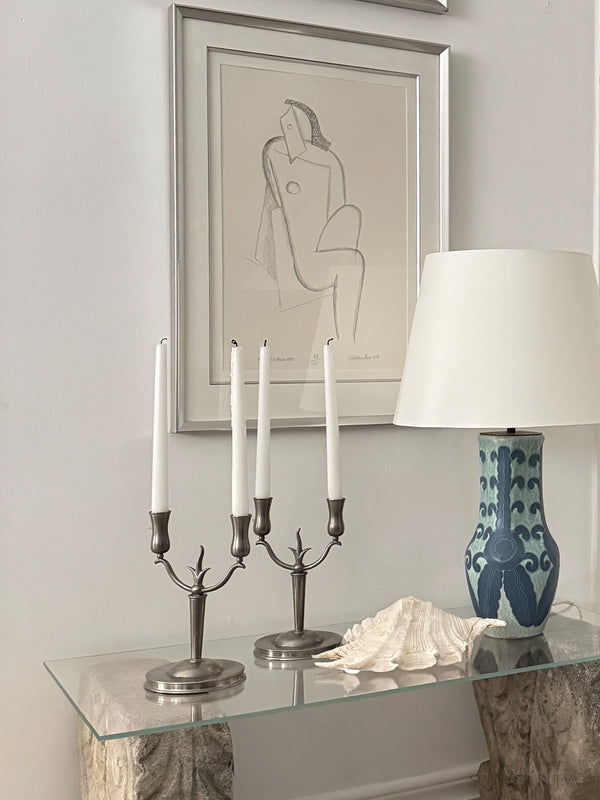 Pair of Pewter Candelabras