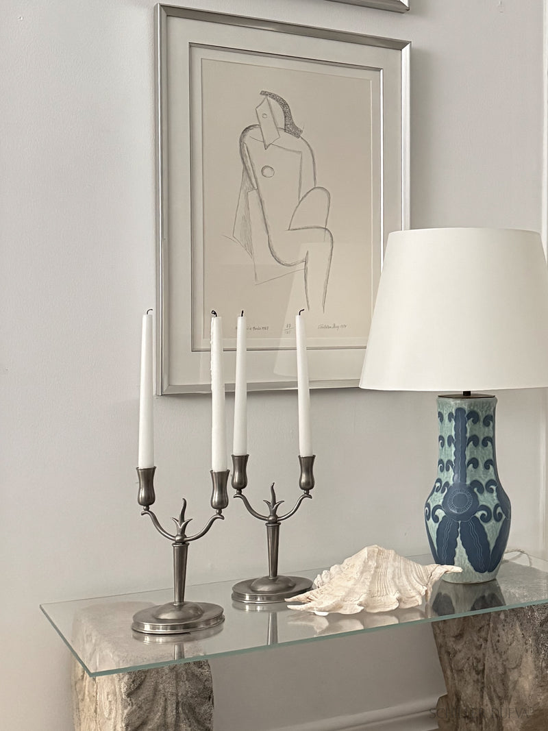 Pair of Pewter Candelabras
