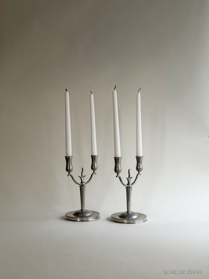 Pair of Pewter Candelabras
