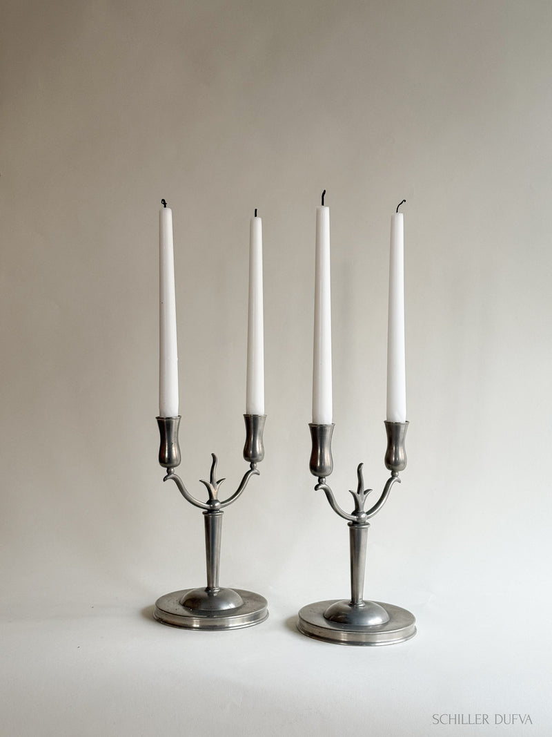 Pair of Pewter Candelabras