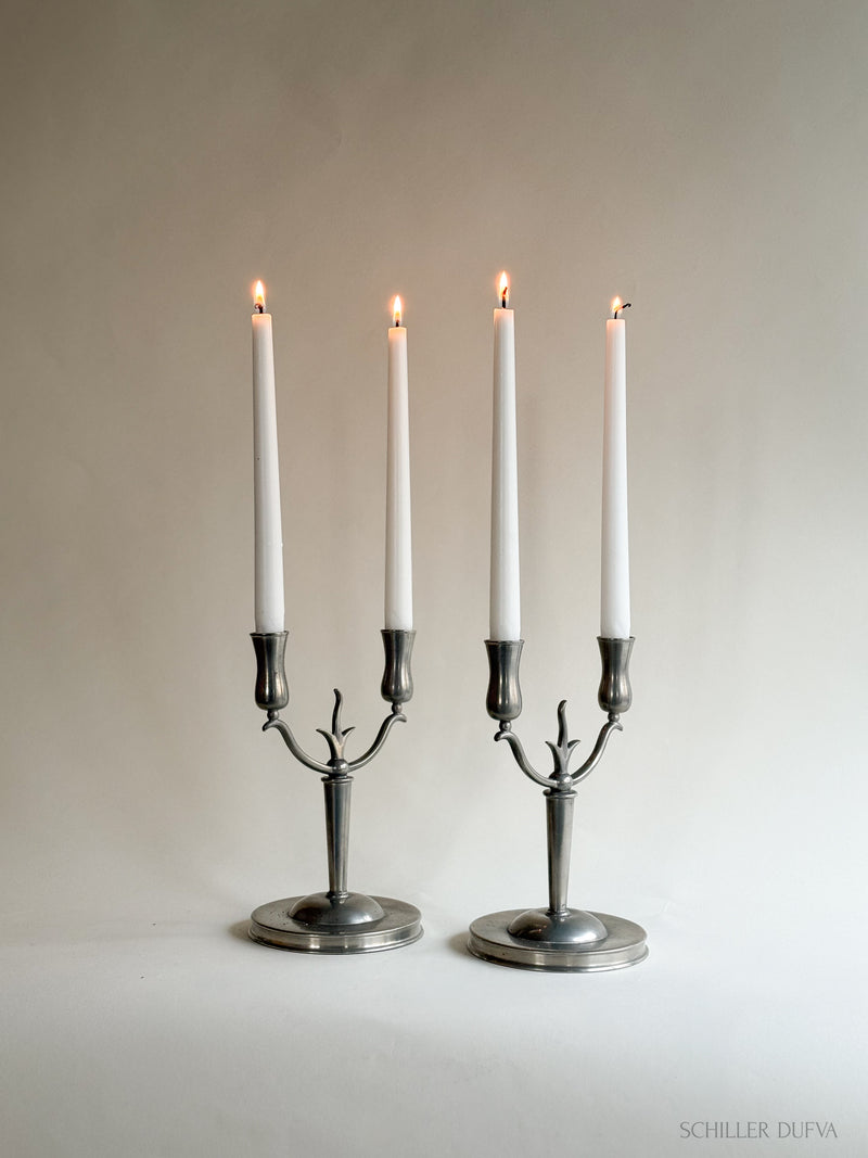 Pair of Pewter Candelabras