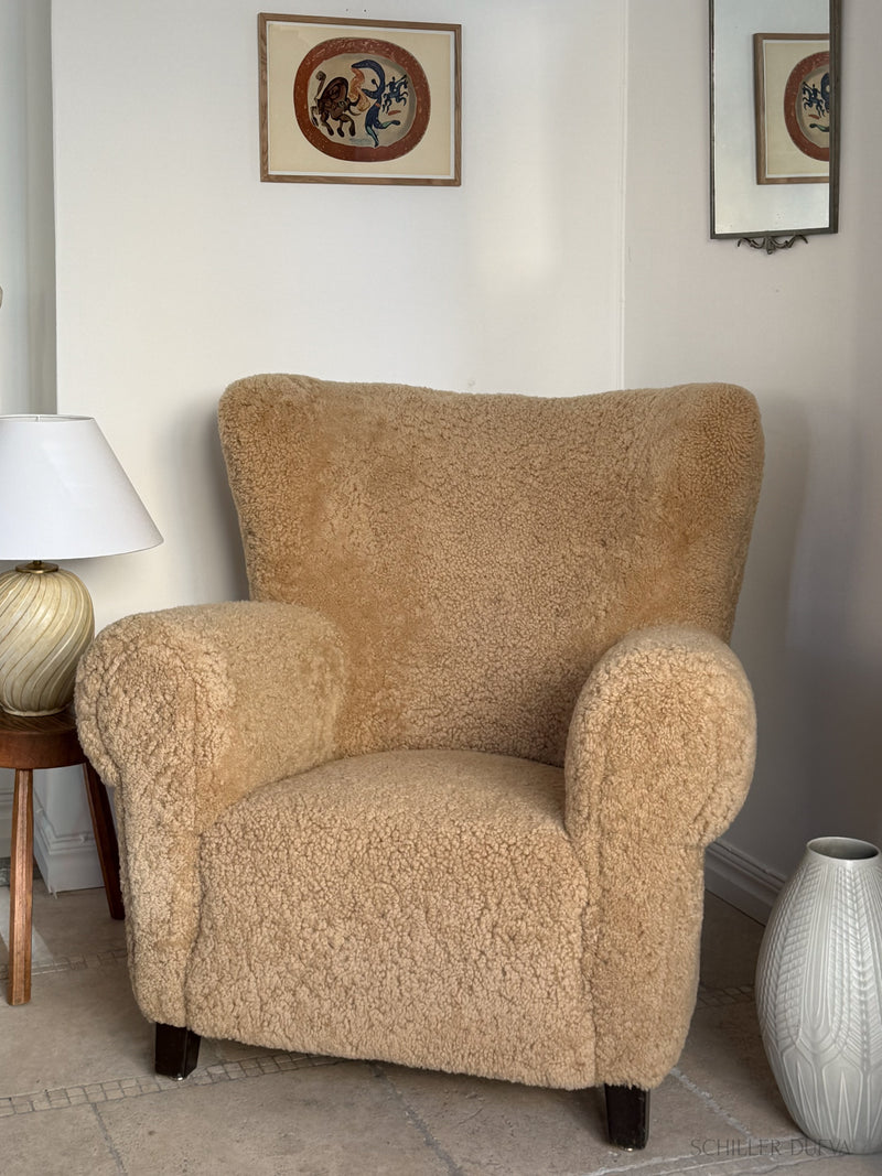 Sheepskin Wingback Armchair