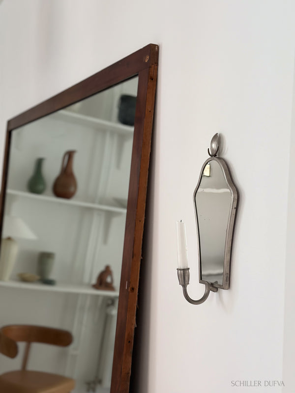 Pewter Candle Sconce with Mirror