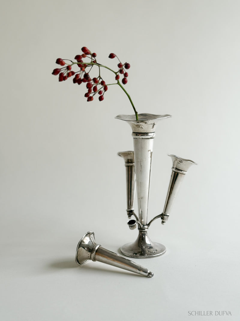 Fluted Silver Bud Vase