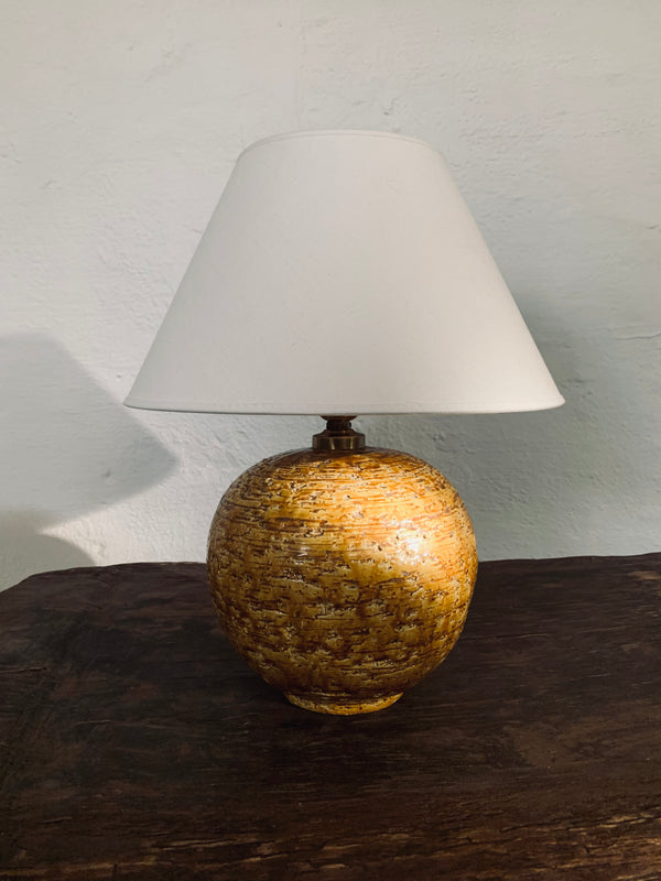 Gunnar Nylund mustard chamotte table lamp