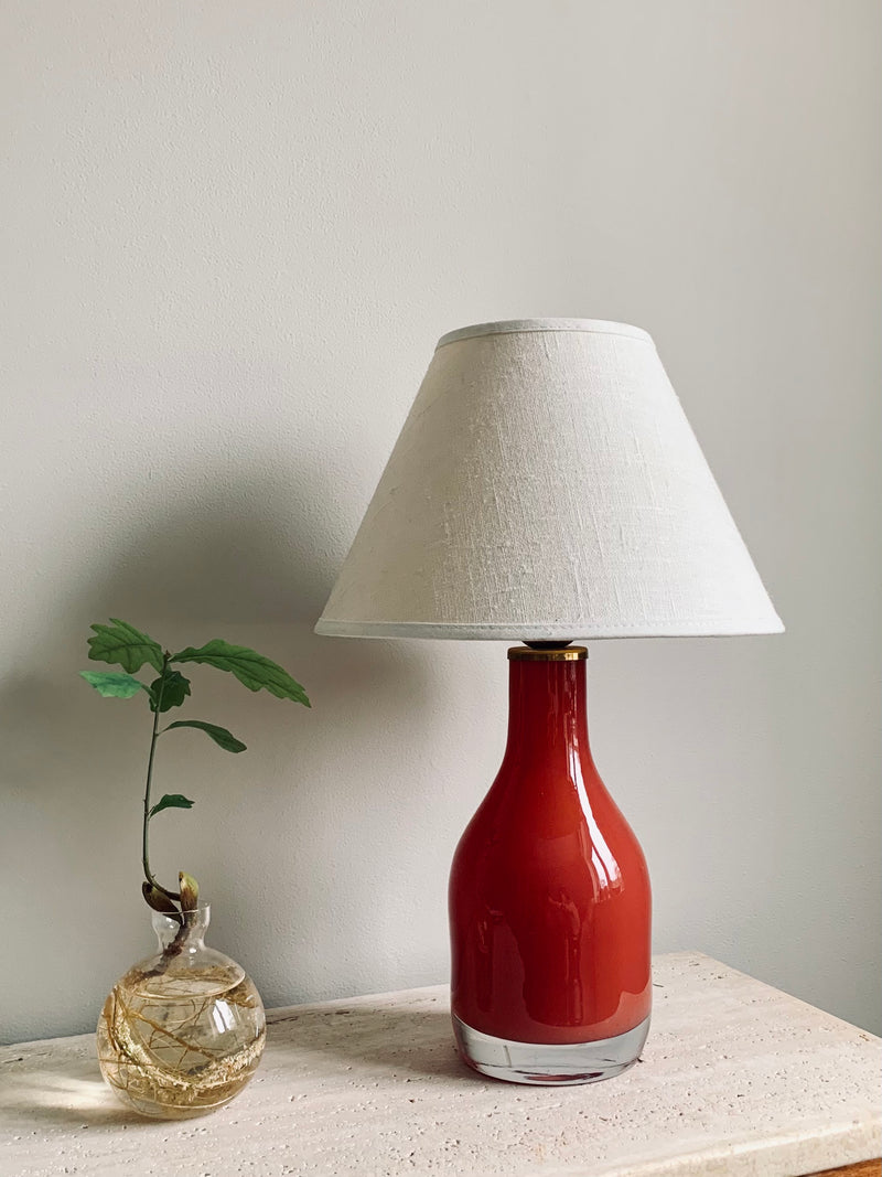 Coral Red Glass Table Lamp