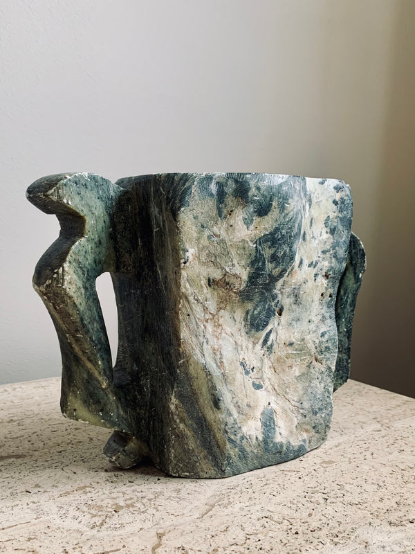 Sculptural Stone Vase With Handles