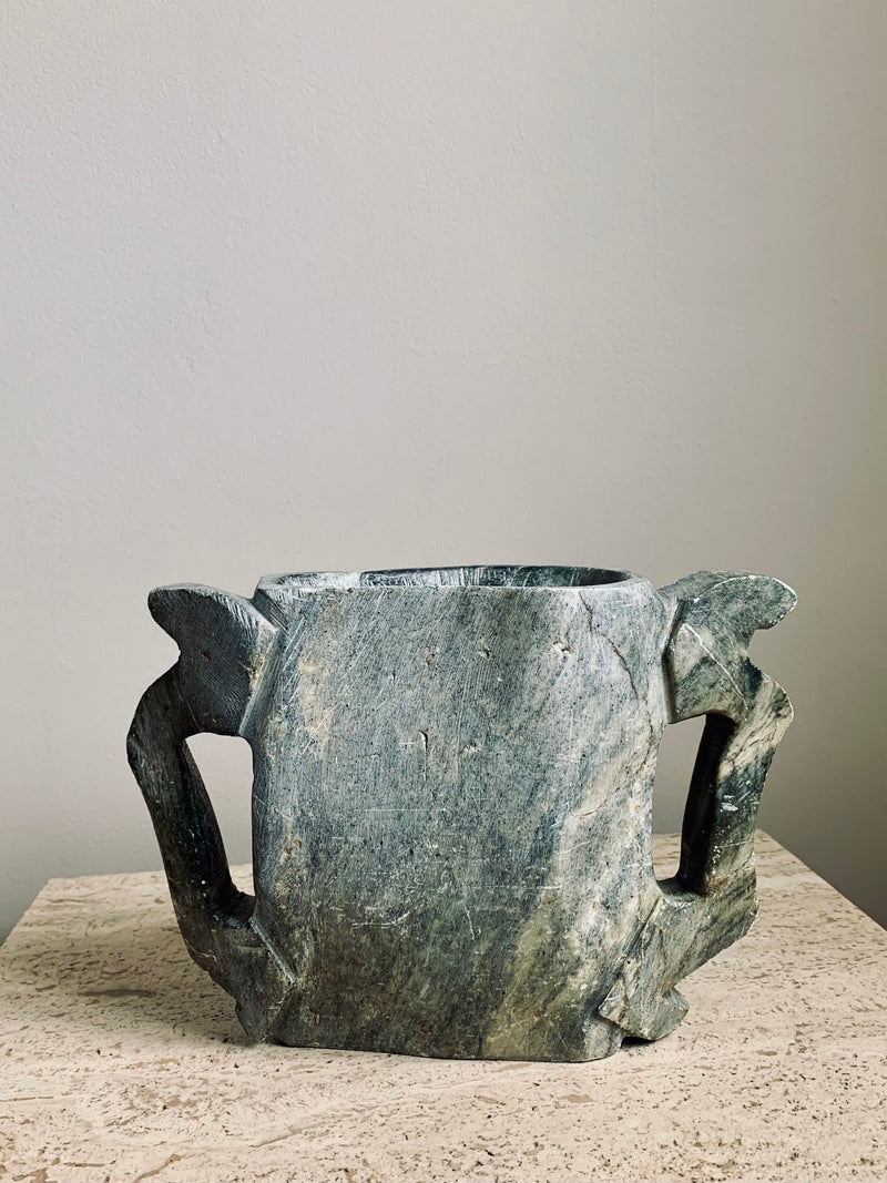 Sculptural Stone Vase With Handles