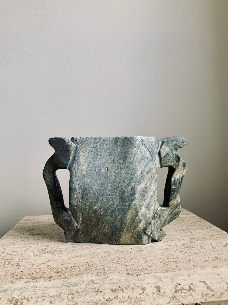 Sculptural Stone Vase With Handles