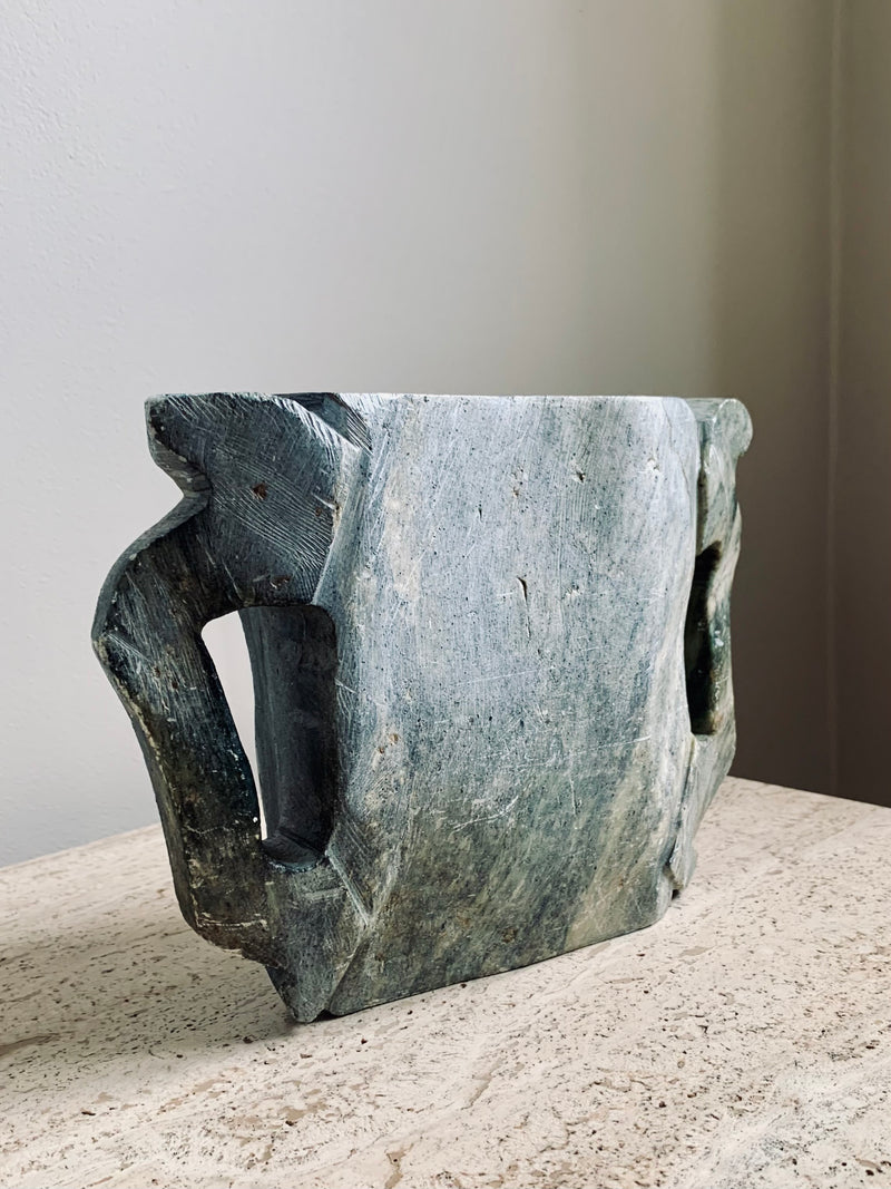 Sculptural Stone Vase With Handles