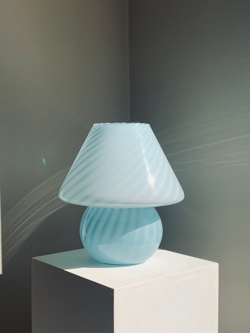 Murano Blue Swirl Glass Table Lamp