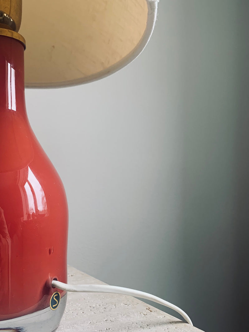Coral Red Glass Table Lamp